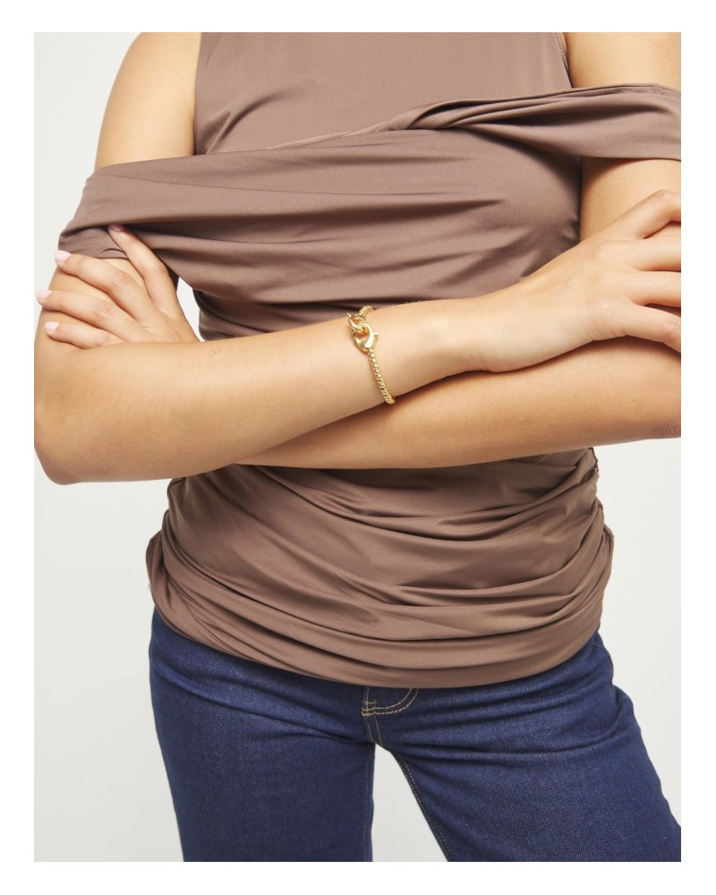 Pulsera de bolas bañada en oro mosquetón entrelazado UNOde50