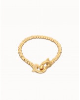 Pulsera de bolas bañada en oro mosquetón entrelazado UNOde50