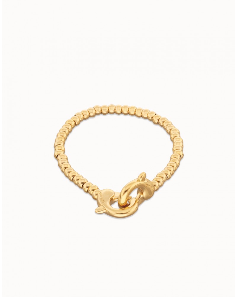 Pulsera de bolas bañada en oro mosquetón entrelazado UNOde50