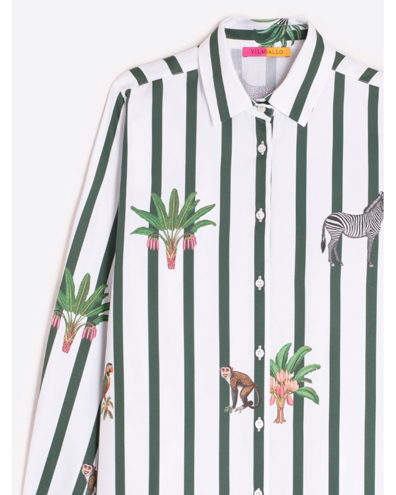 Camisa rayas verde animales Vilagallo