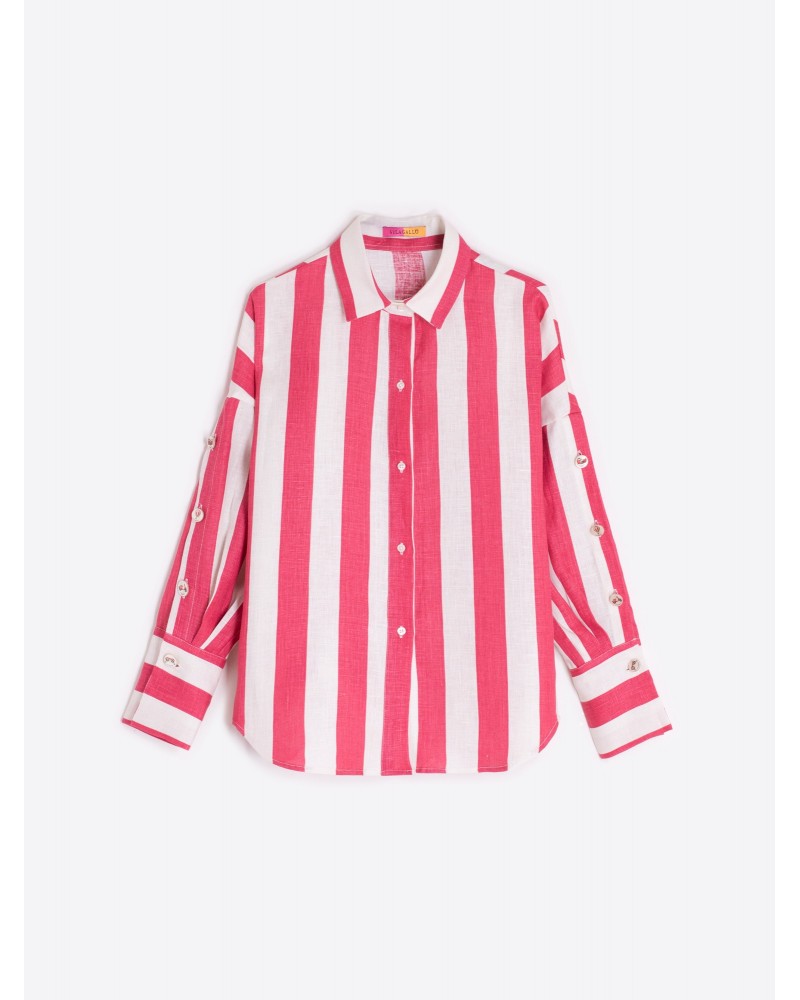 Camisa rayas rosa lino Vilagallo