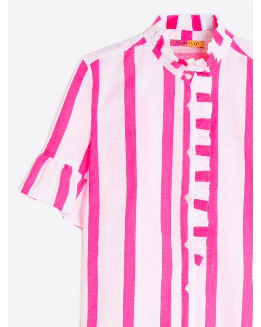Camisa rayas rosa volante Vilagallo