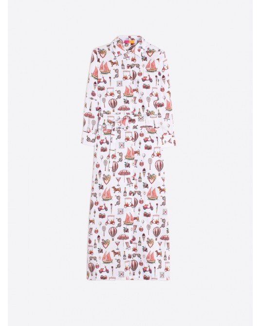 Vestido blanco camisero estampado Vilagallo