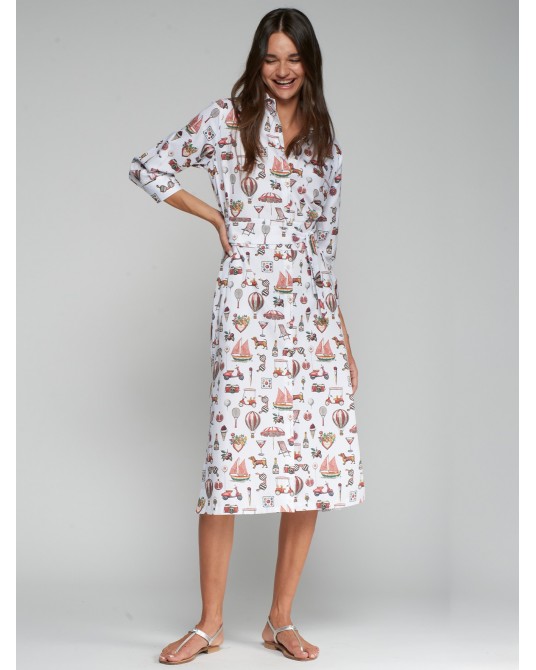 Vestido blanco camisero estampado Vilagallo