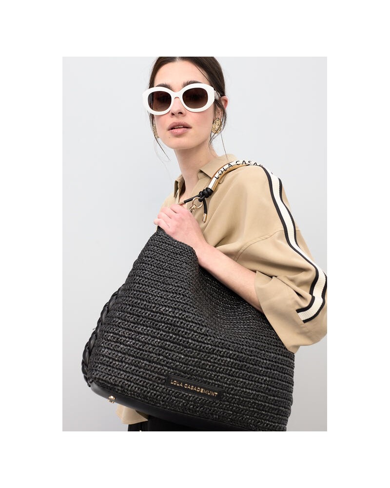 Shopper combinado efecto rafia asa troquelada Lola Casademunt