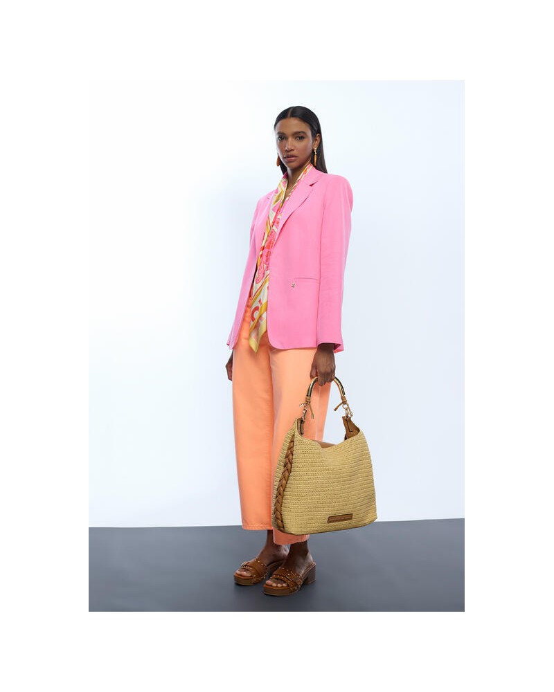 Shopper combinado efecto rafia asa troquelada Lola Casademunt