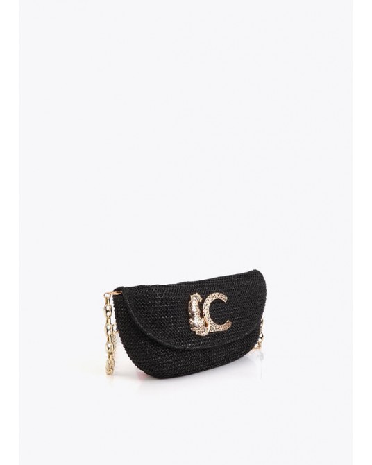 Bolso rafia logo metal Lola Casademunt
