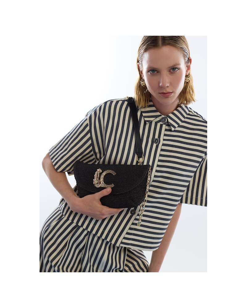 Bolso rafia logo metal Lola Casademunt
