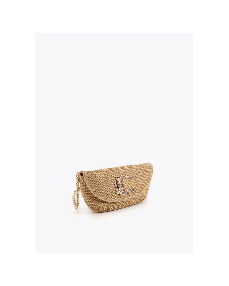 Bolso rafia logo metal Lola Casademunt