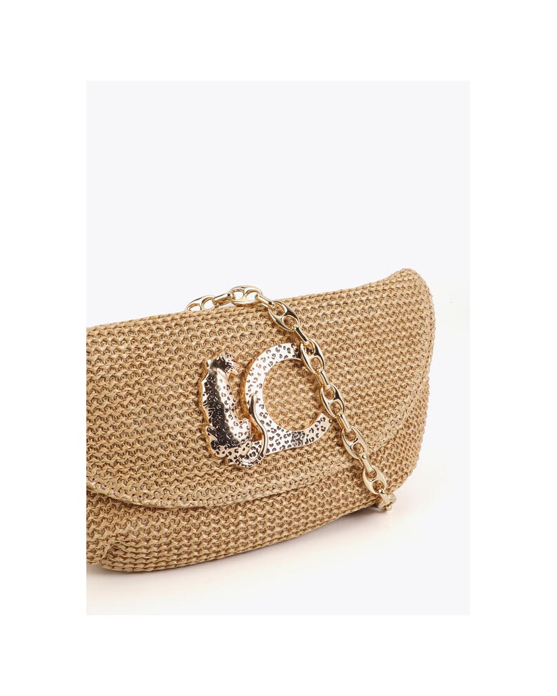 Bolso rafia logo metal Lola Casademunt