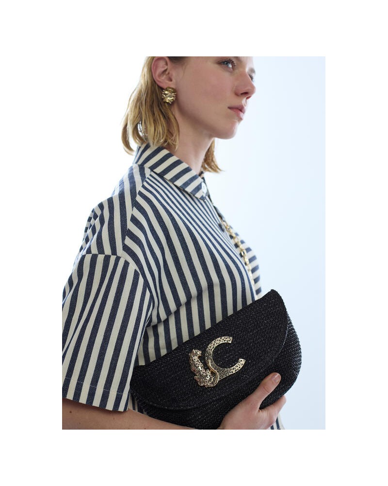 Bolso rafia logo metal Lola Casademunt