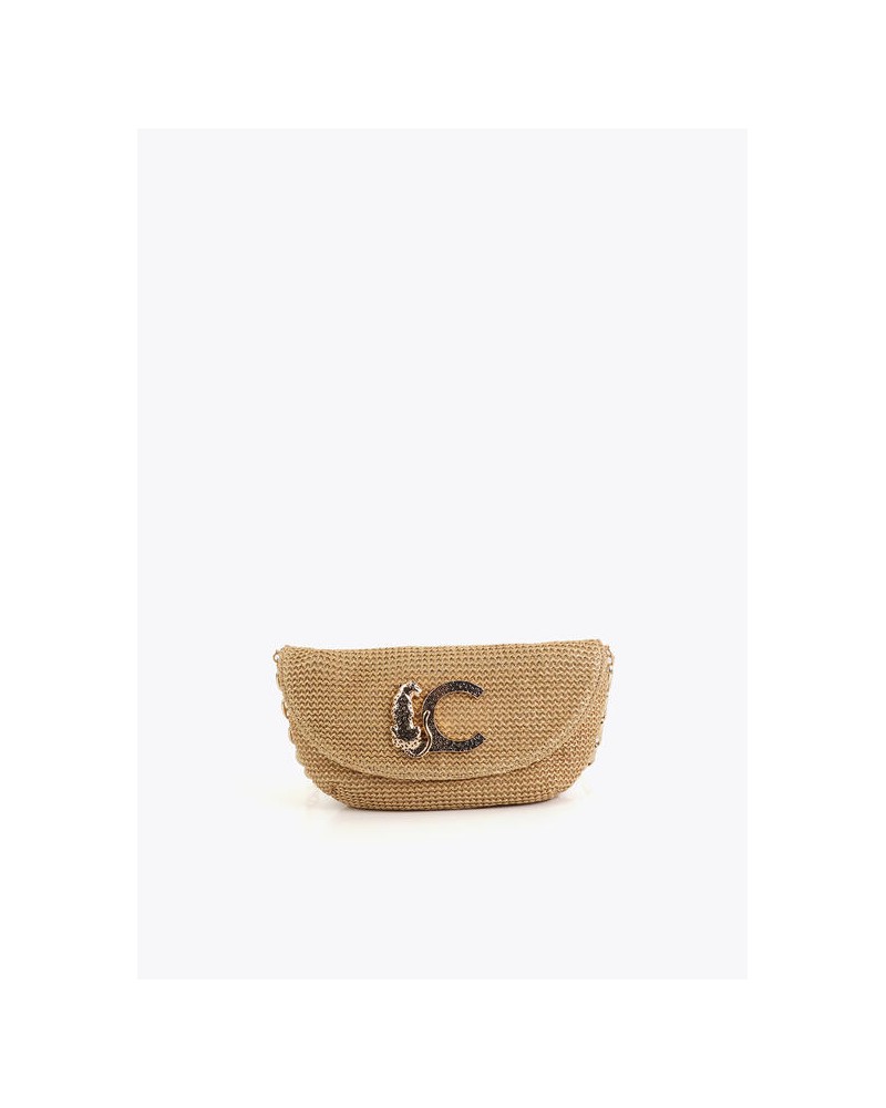 Bolso rafia logo metal Lola Casademunt