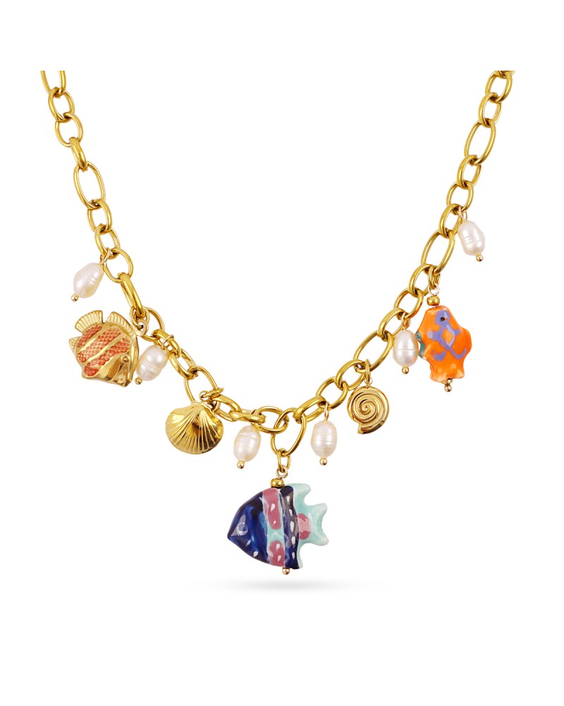 Collar acero charms peces Anartxy