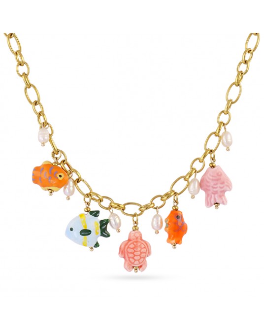 Collar acero charms peces Anartxy