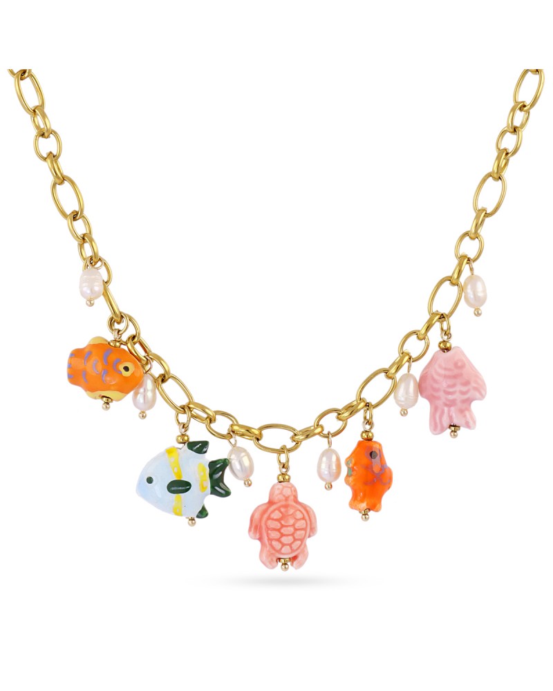 Collar acero charms peces Anartxy