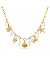 Collar acero chamrs y perlas Anartxy