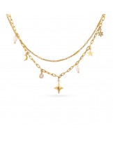 Collar doble cadena con charms acero Anartxy