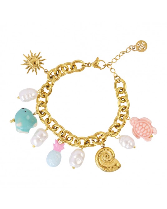 Pulsera con charms ceràmica y acero Anartxy