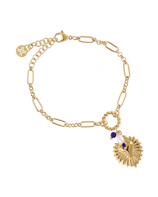 Pulsera con charms corazòn acero Anartxy