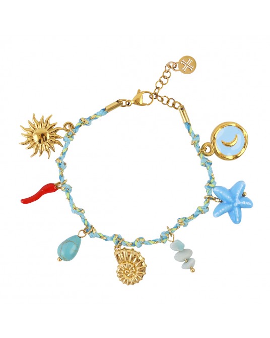 Pulsera cuerda con charms acero Anartxy