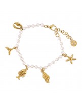 Pulsera perlitas y charms de acero de Anartxy