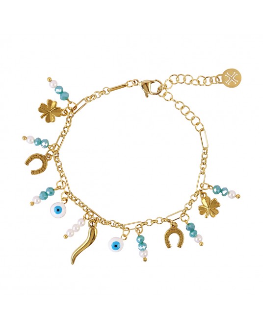 Pulsera acero charms suerte Anartxy