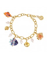 Pulsera acero charms peces ceramica Anartxy