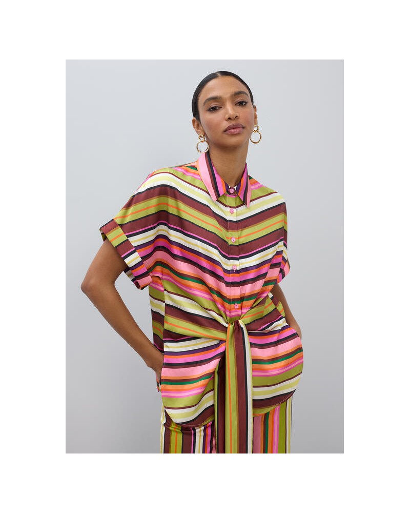 Blusa cinturón print multirayas Lola Casademunt
