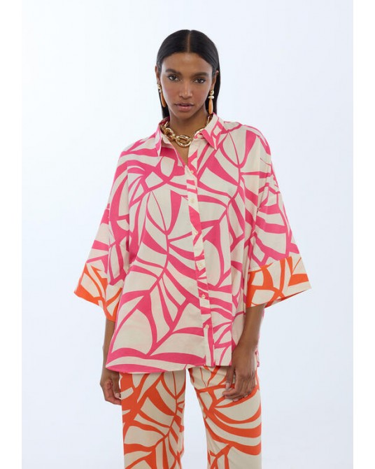 Camisa manga caida print hojas Lola Casademunt