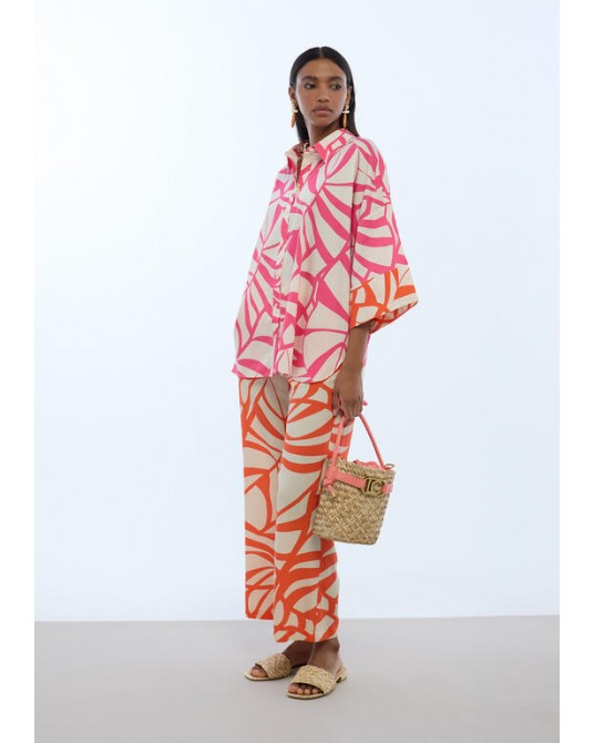 Camisa manga caida print hojas Lola Casademunt