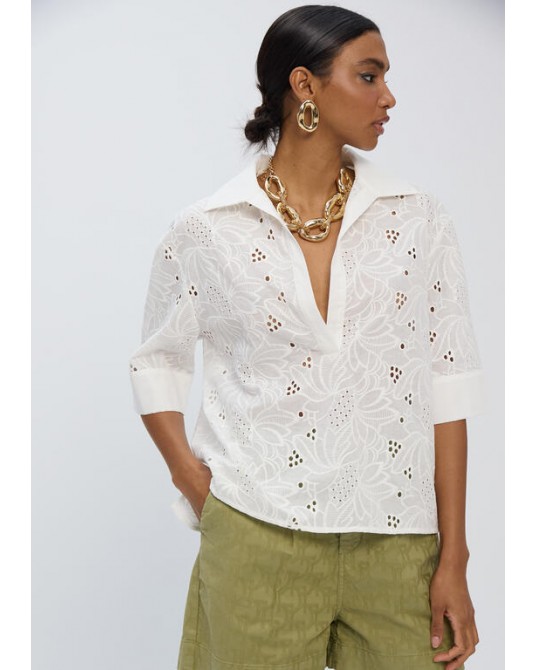 Camisa algodòn blanca calada Lola Casademunt
