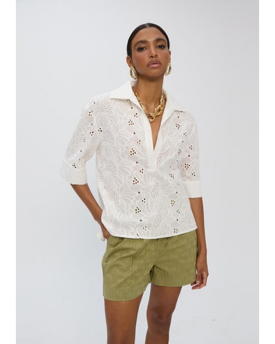 Camisa algodòn blanca calada Lola Casademunt