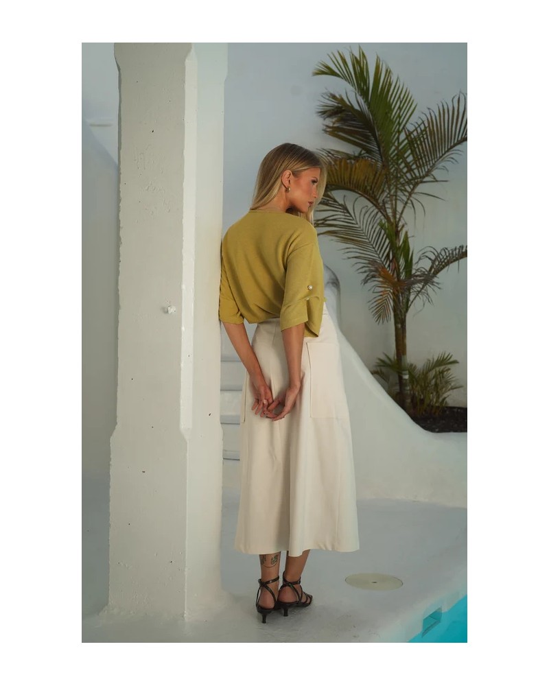 Camiseta con perlas en mangas Guimanos