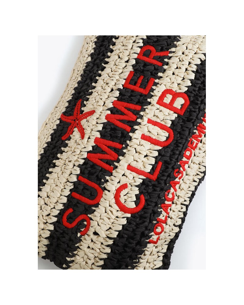 Cartera efecto rafia a rayas con bordado Lola Casademunt