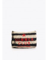 Cartera efecto rafia a rayas con bordado Lola Casademunt