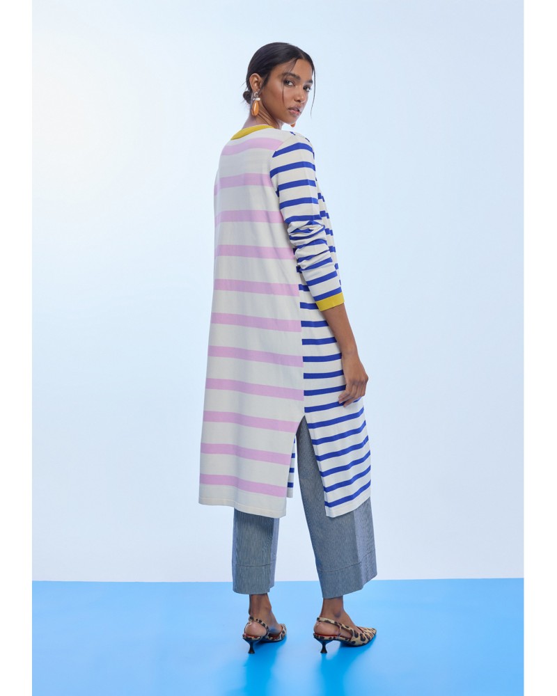 Cardigan largo de rayas bicolor Lola Casademunt