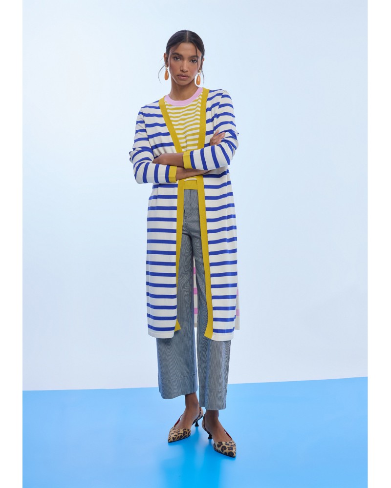 Cardigan largo de rayas bicolor Lola Casademunt
