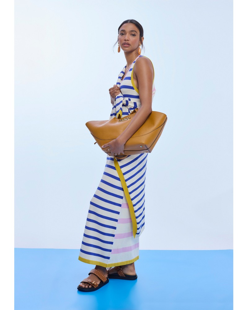 Vestido de tricot con rayas tricolor Lola Casademunt