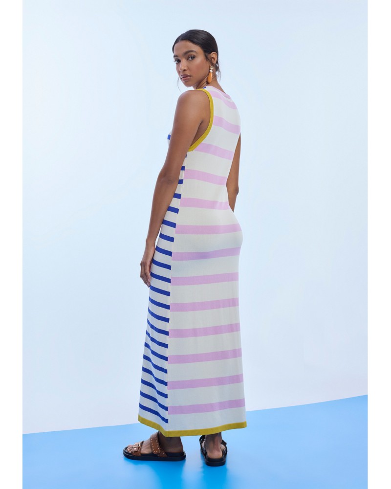 Vestido de tricot con rayas tricolor Lola Casademunt