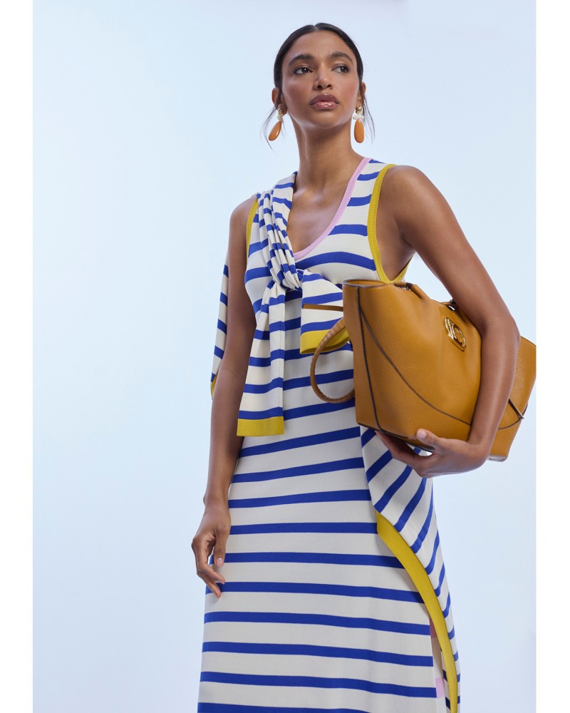Vestido de tricot con rayas tricolor Lola Casademunt