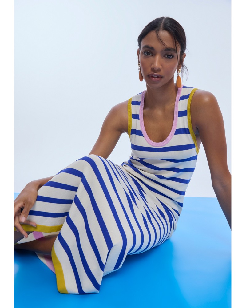 Vestido de tricot con rayas tricolor Lola Casademunt