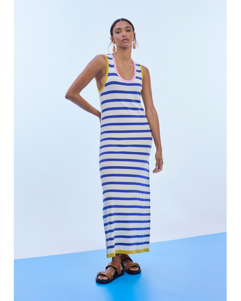 Vestido de tricot con rayas tricolor Lola Casademunt
