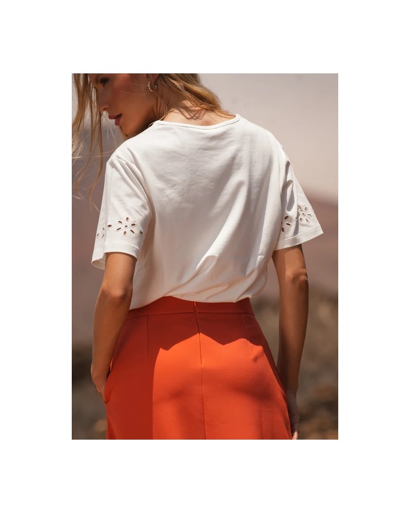 Camiseta blanca con bordado inglès Guimanos