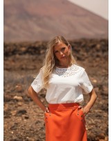 Camiseta blanca con bordado inglès Guimanos