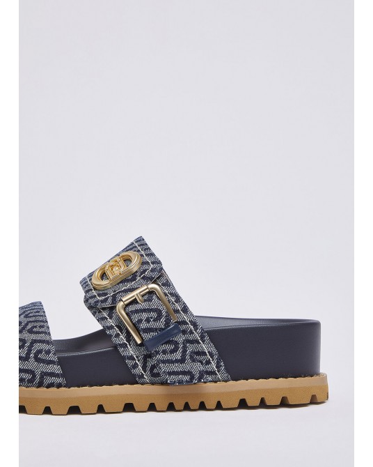 Sandalias con estampado logotipo Liujo