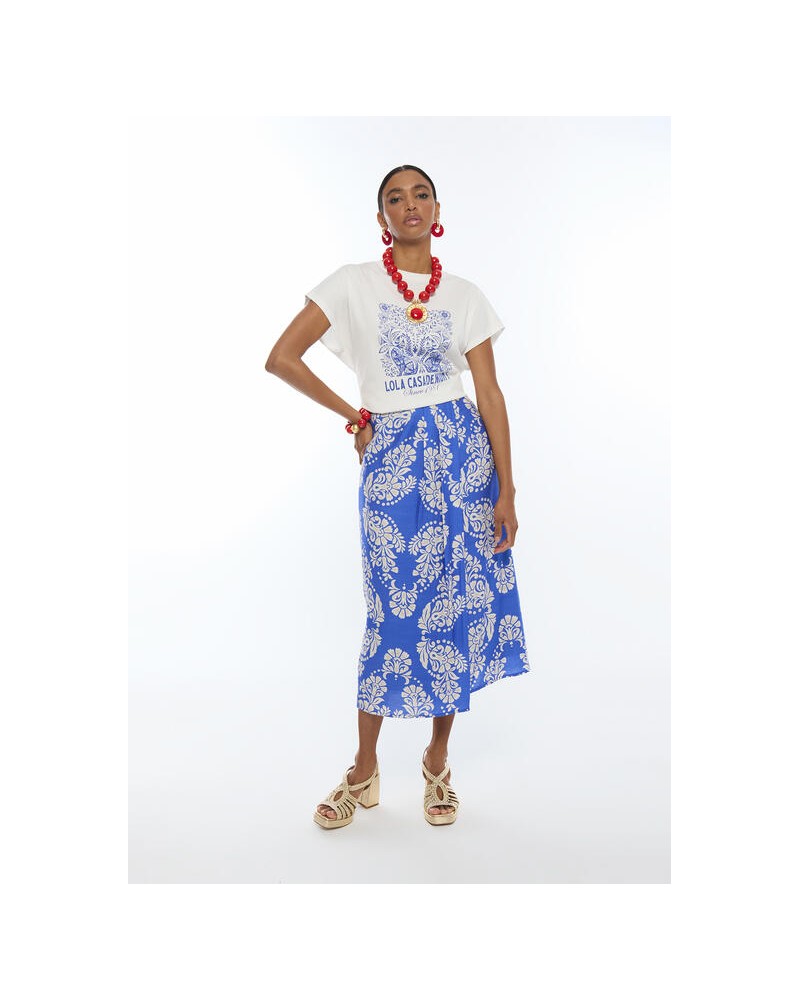 Camiseta blanco dibujo azul Lola Casademunt