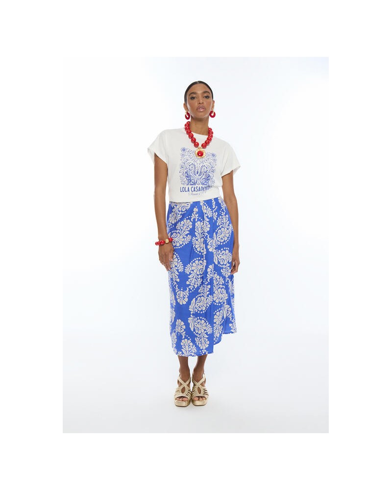 Camiseta blanco dibujo azul Lola Casademunt