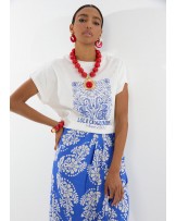Camiseta blanco dibujo azul Lola Casademunt