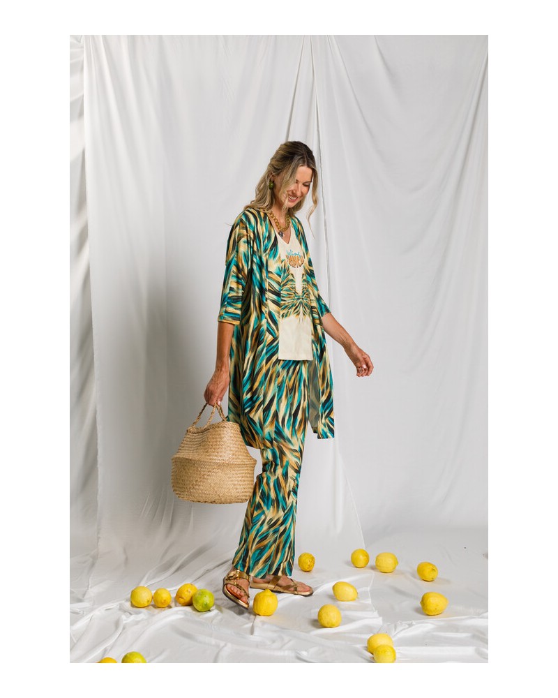 Caftan Siena abierto Hortensia