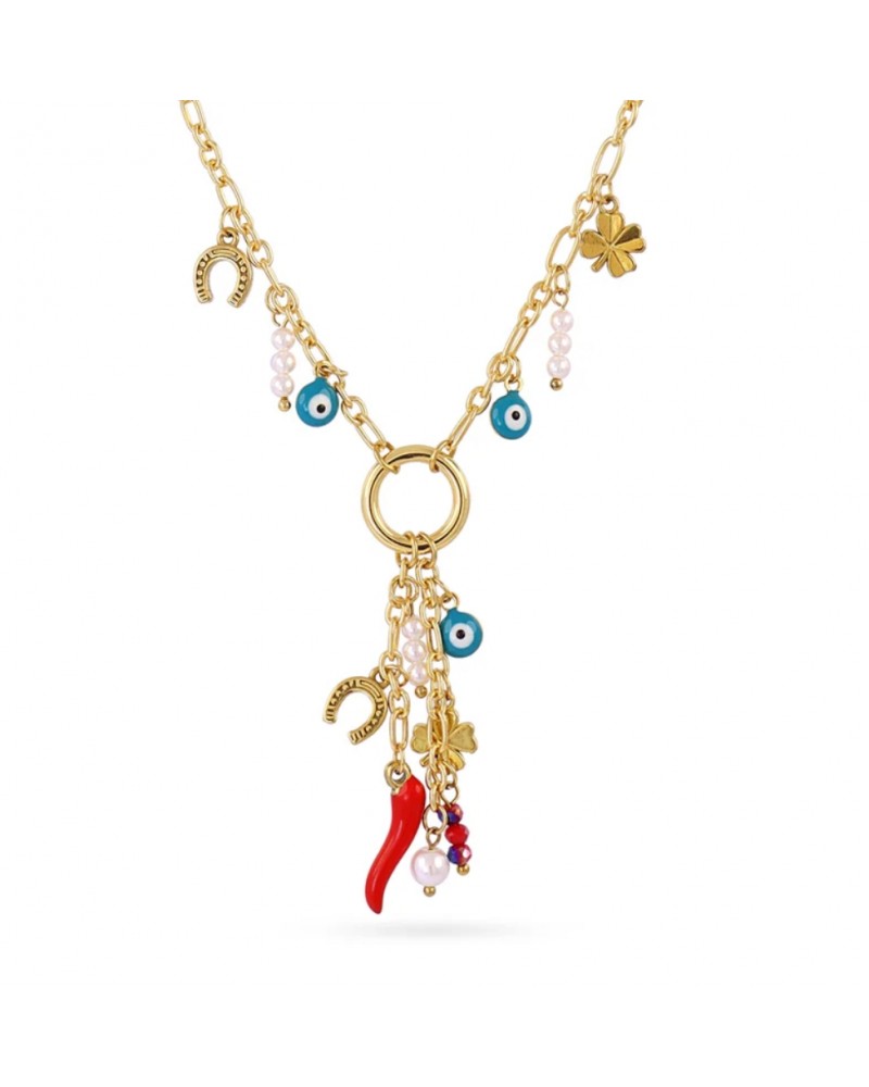 Collar Cornicello Fortuna acero Anartxty